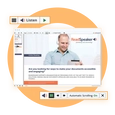 ReadSpeaker interface showcasing online reading and accessibility features with audio controls.